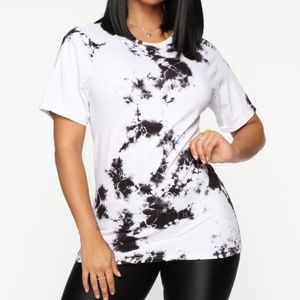 Fashion Nova Black and White Tie Dye T-shirt